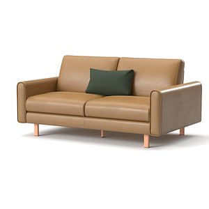 Modern Leather Loveseat Sofa with Accent Pillow