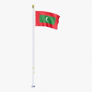 Maldives Flag Stand Pole Animated Loop