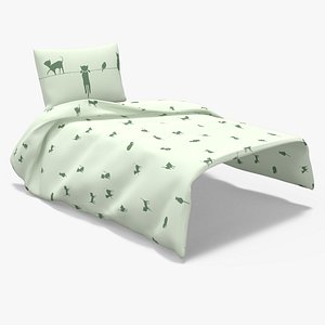 Blanket and Pillow for Children IKEA BARNDROM Cat Pattern Green model