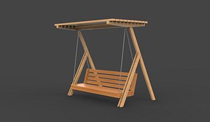 Wooden swing 08 3D model model