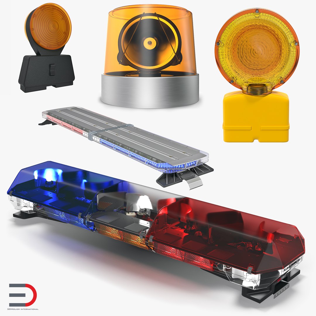 Emergency Warning Lights Collection 3D model preview