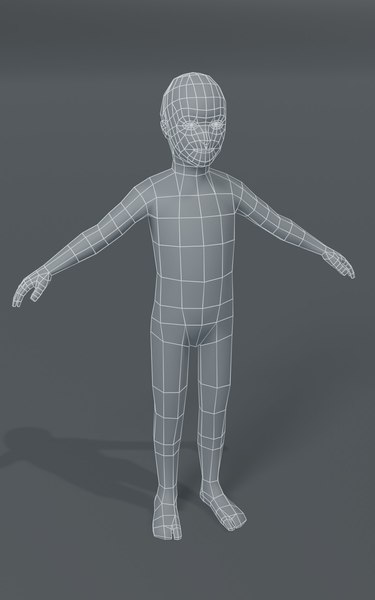 3D model boy kid body base mesh