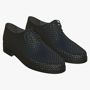 3D Leather Shoes Weave Black
