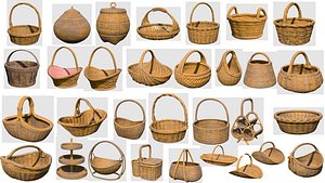 Low poly Wicker Basket Mega Collection