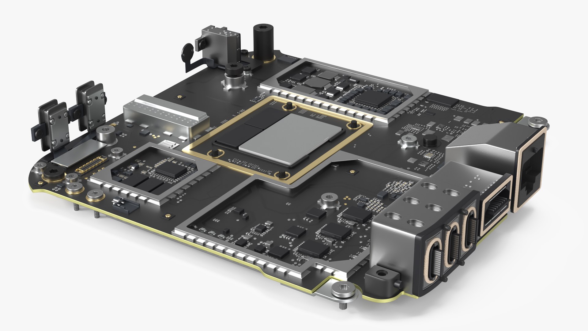 Electronic Circuit Motherboard with Chipset 3D model preview