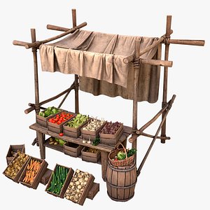 Medieval Market Vegetable Stalls Tent Pack