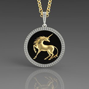 Jewelry Gold Necklace Pendant with Unicorn 0077