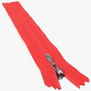 Nylon Invisible Zipper Red 3D model