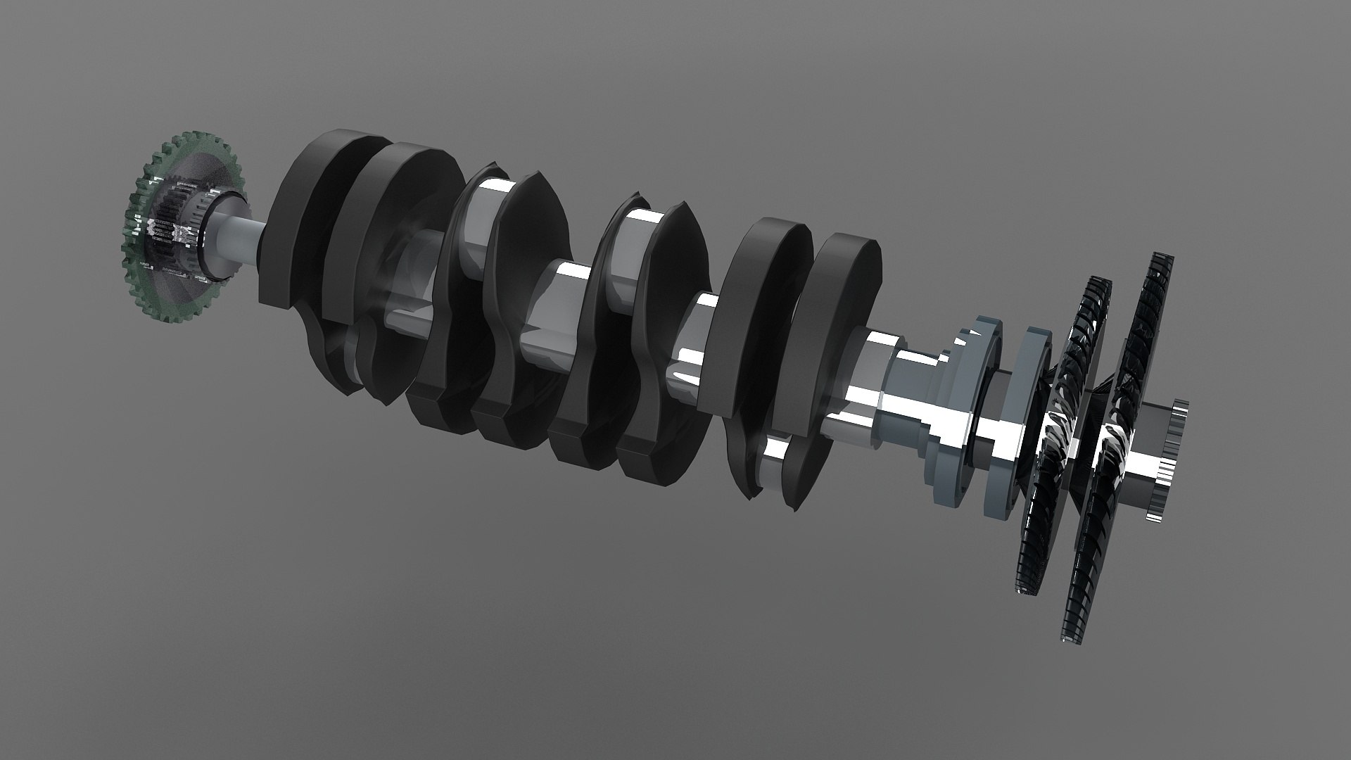 3D Crankshaft Crank Piston Engine V8 Shaft Cylinder Car Part Model ...