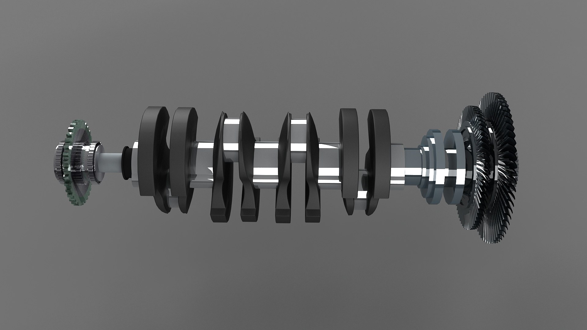 3D Crankshaft Crank Piston Engine V8 Shaft Cylinder Car Part Model ...