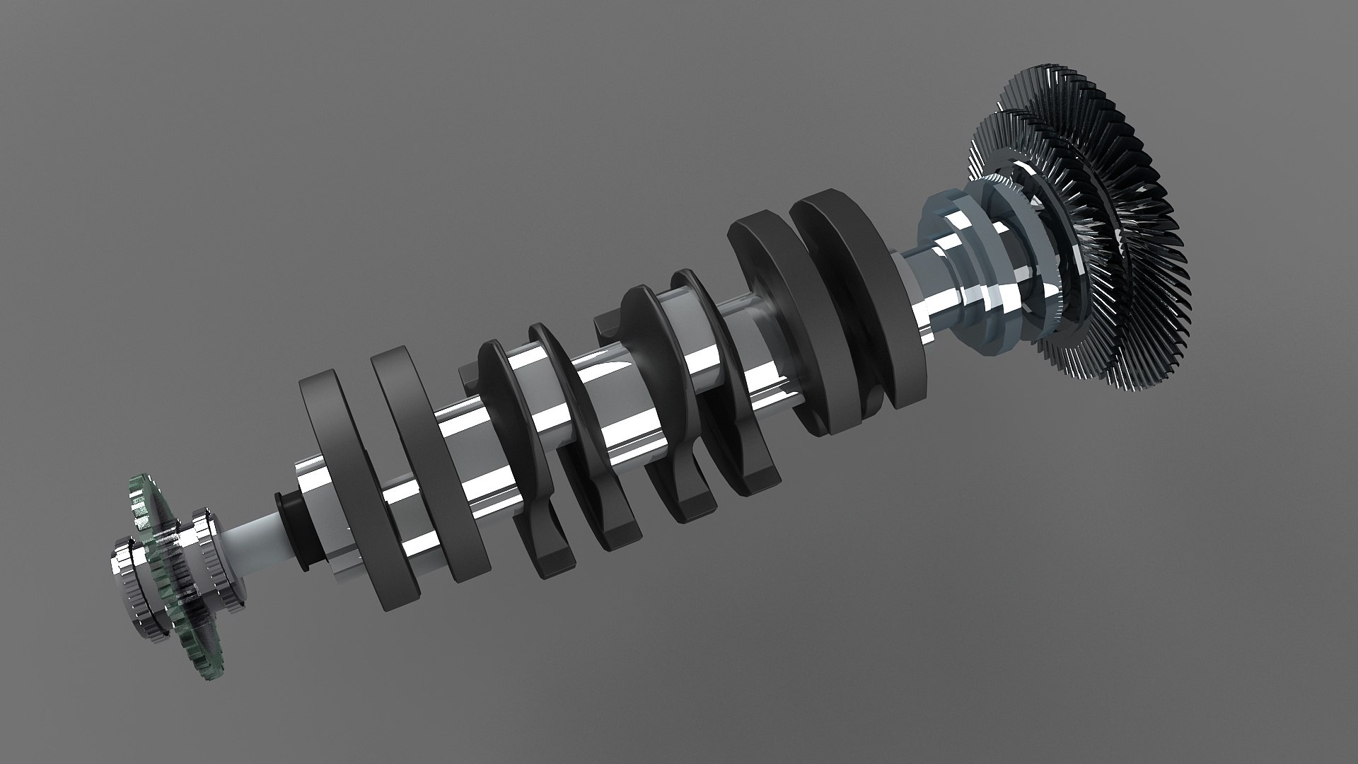 3D Crankshaft Crank Piston Engine V8 Shaft Cylinder Car Part Model ...