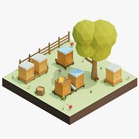 3D Low Poly Cartoon Beehive Collection Pack