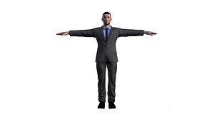 Man with black coat 3D model