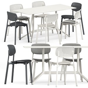 Colander chair and padded chair and Elephant table