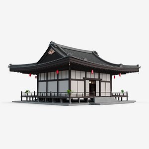 3D Japan Traditional House Dark Full Interior