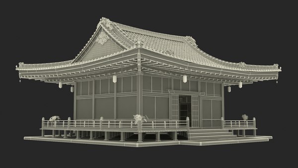 modelo 3d Casa tradicional japonesa con interior oscuro y completo ...