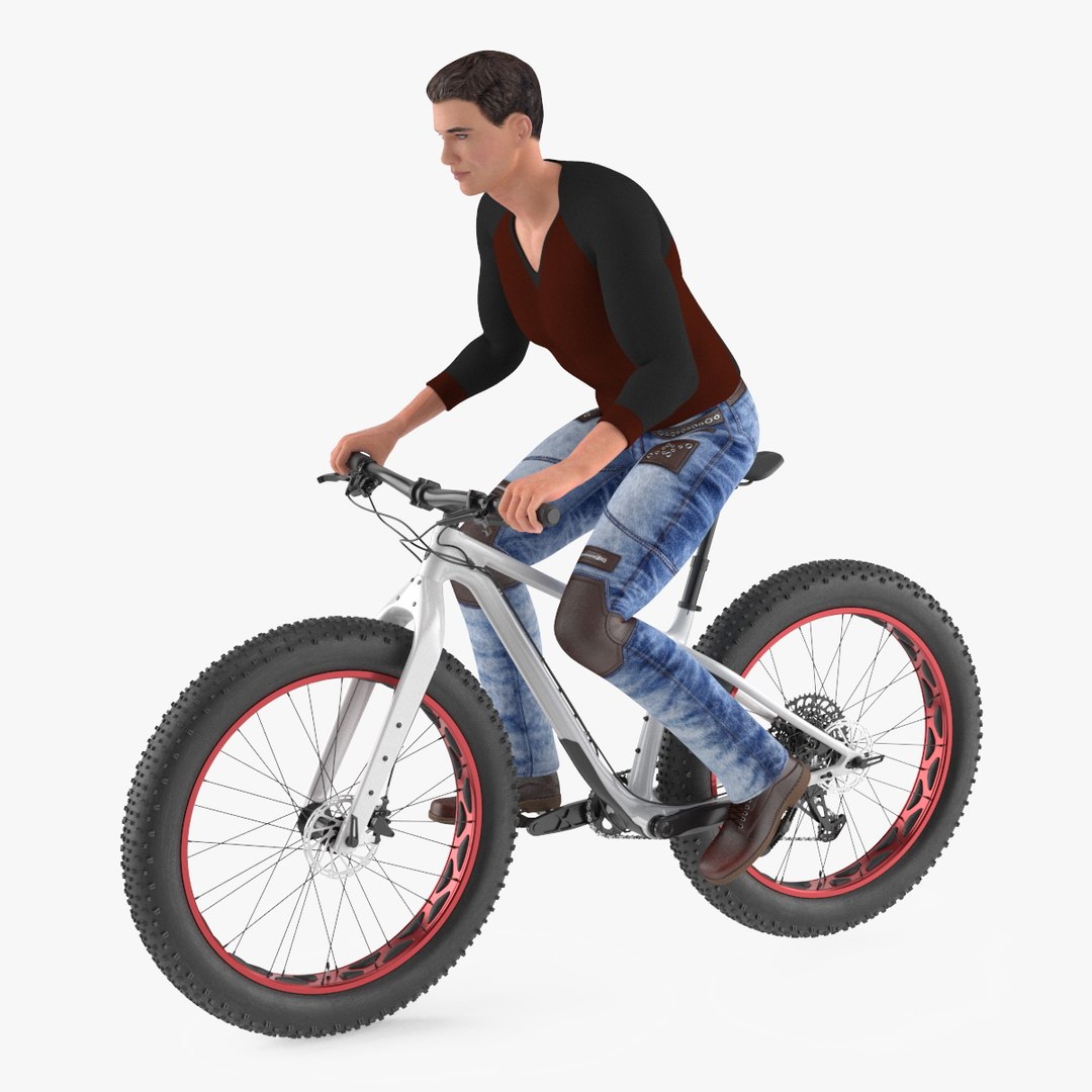 Cyclist on Trek Fat Bike 3D model preview