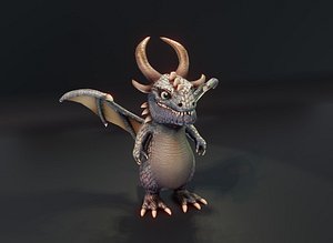 Cartoon Iron Dragon Animated Low-poly 3D Model