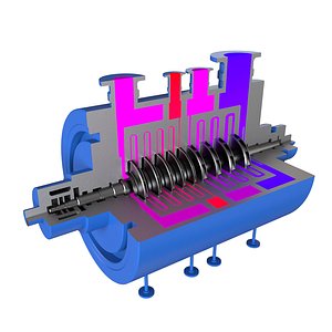 3D Model of Centrifugal Compressor Vray Render 3D