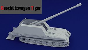 3D geschtzwagen tiger
