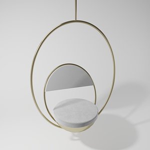 HANGING HOOP CHAIR - GREY VELVET 3D model