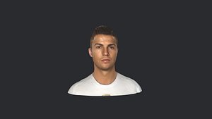 3D Cristiano Ronaldo- Realistic bust head ready 3d Model