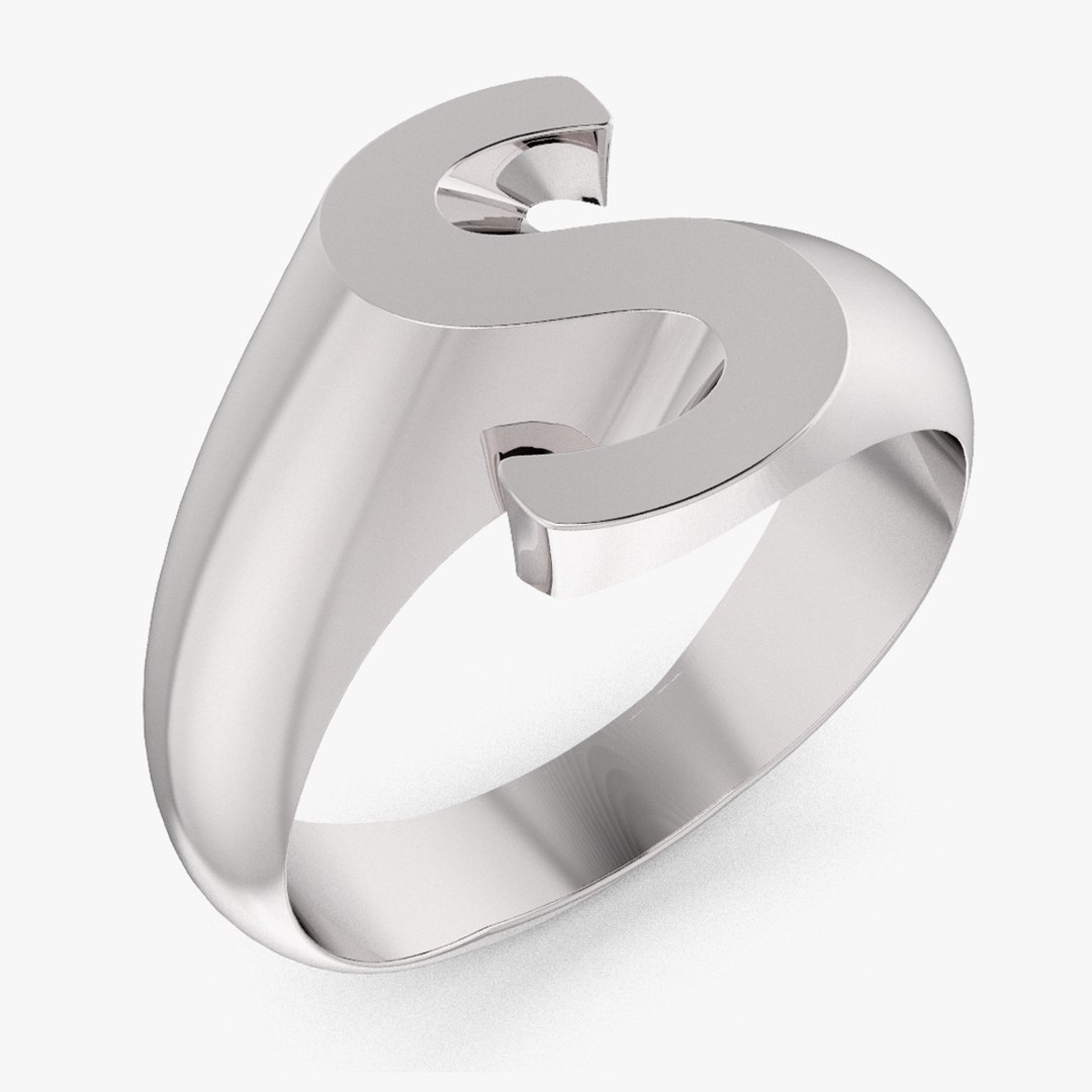 3D Model Alphabet Signet Ring S - TurboSquid 2088423