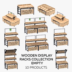 3D model Wooden Dislay Racks Collection - Empty