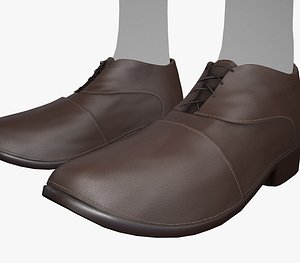 Brown Leather Shoes Style 2 3D model