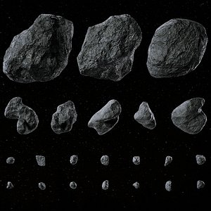 Set of 22 Asteroids 3D model