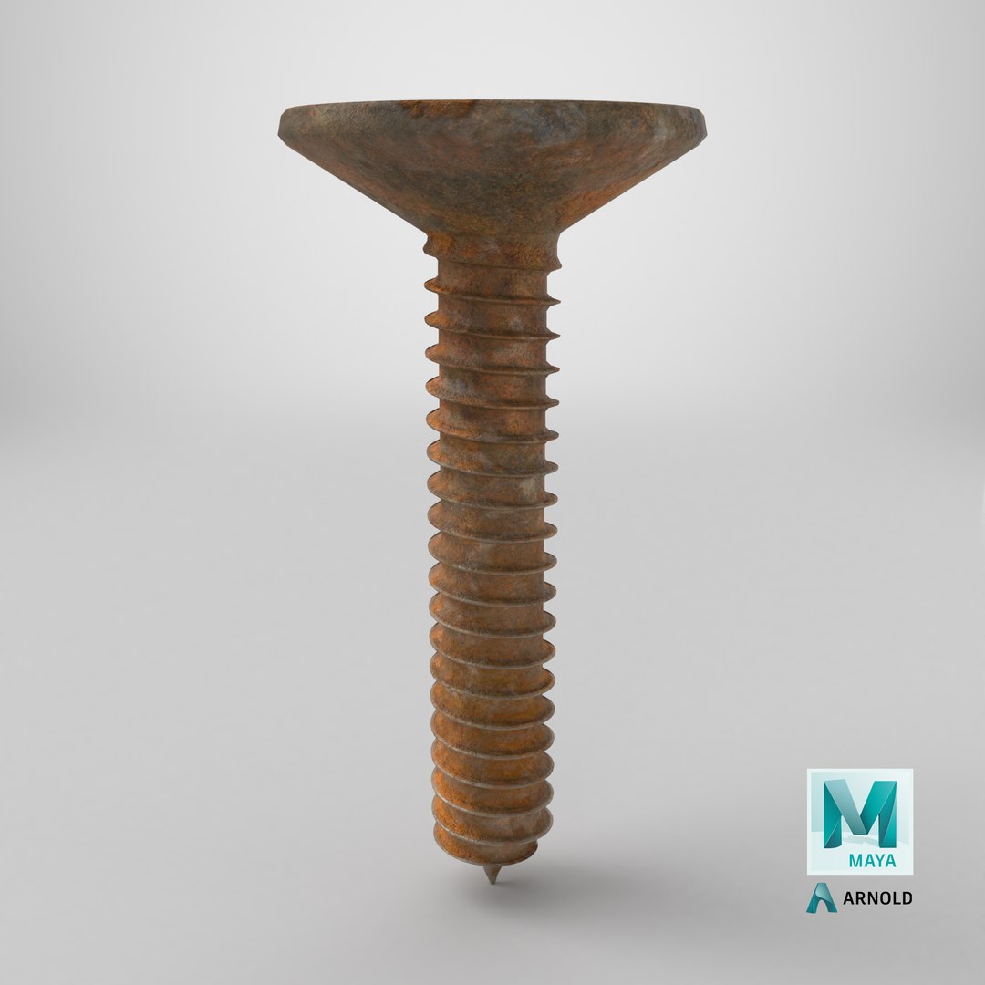 Screw - Old and Rusty - Self Tapping Flat Head Phillips 3D model https://p.turbosquid.com/ts-thumb/k3/hmSQOV/Ia/stemcell_maya_arnold_render/png/1782316430/1920x1080/fit_q87/b315519977f7293c4f126cf884f68ee320075d22/stemcell_maya_arnold_render.jpg