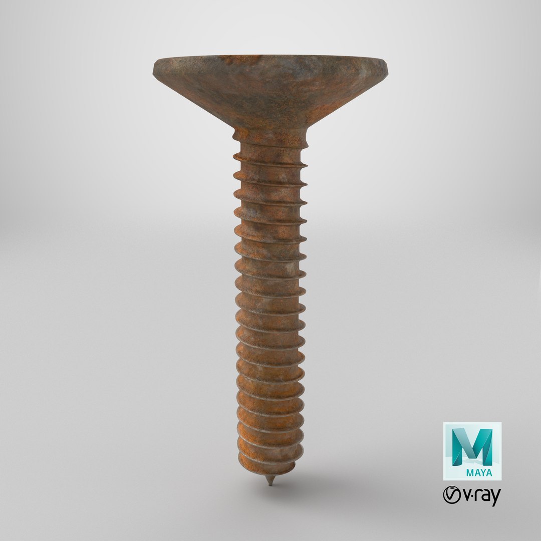 Screw - Old and Rusty - Self Tapping Flat Head Phillips 3D model https://p.turbosquid.com/ts-thumb/k3/hmSQOV/zn/stemcell_maya_vray_render/png/1782316432/1920x1080/fit_q87/ac3378ab1ba7b98c774eaadf6cb83359170cd1ca/stemcell_maya_vray_render.jpg