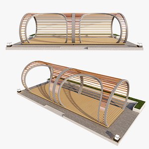 3D model Semi circular Steel Ring Pavilion Structure