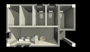 3D Simple public toilet by REVIT 25R04 model