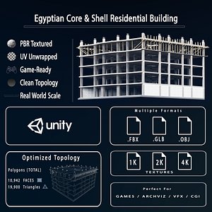 Egyptian Core and Shell Residential Building 3D model