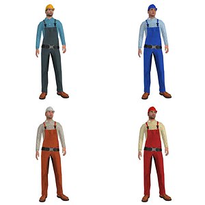 rigged worker man 3d model