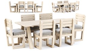 3D Nia Wooden Garden Dining Set V2 model