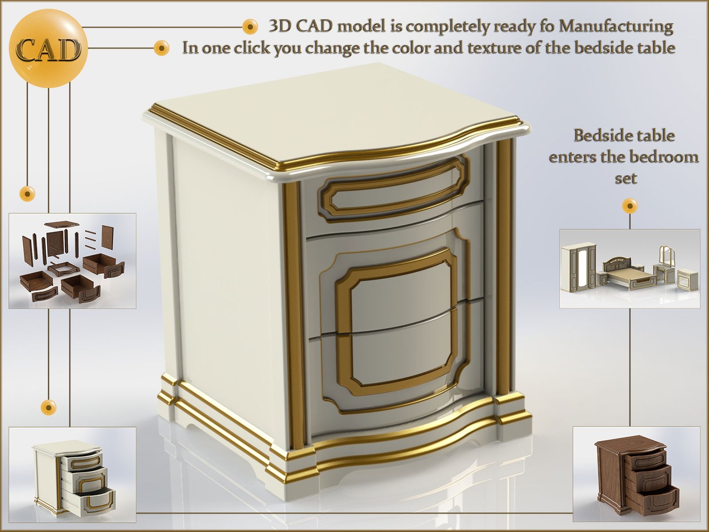 Bedside Table 3D - TurboSquid 1186436