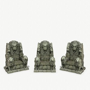 3D Lion Stone Throne