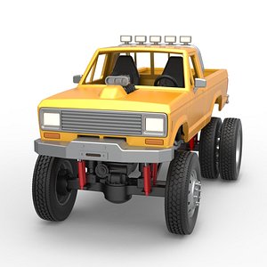 Diecast Monster Truck with semi truck wheels Scale 1 to 25 3D model