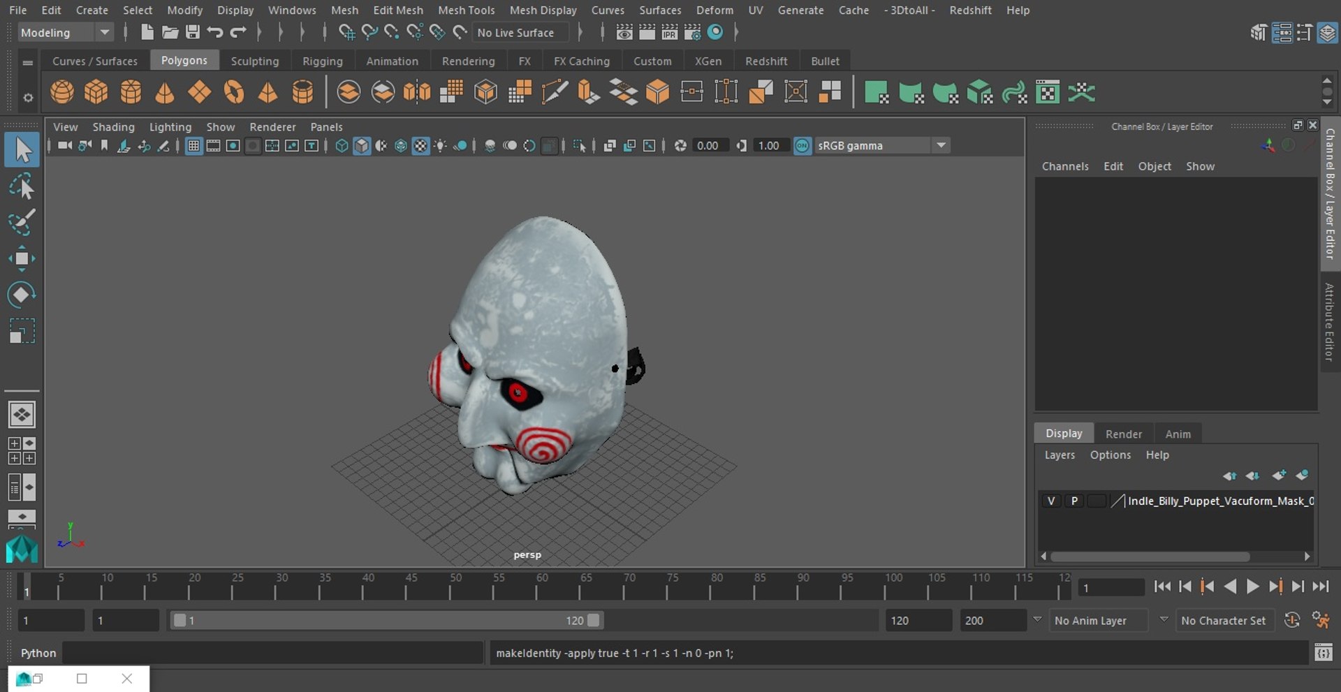 3D Idle Billy Puppet Vacuform Mask - TurboSquid 2005925