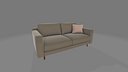 Modern Olive Green Fabric Sofa 3D Furniture Model Asset