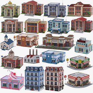 3D model Low Poly Buildings Collection 9