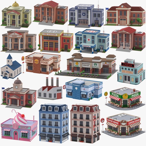 3d cartoon buildings