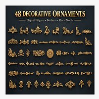 48 Decorative 3D Ornaments Collection