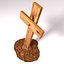 Wooden Cross In Dirt