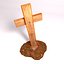 Wooden Cross In Dirt