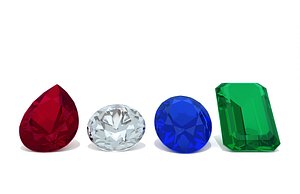 3D ruby cut diamond sapphire