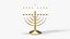 Brass Hanukkah Menorah with 9 Lit Candles - Holiday Prop