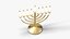 Brass Hanukkah Menorah with 9 Lit Candles - Holiday Prop